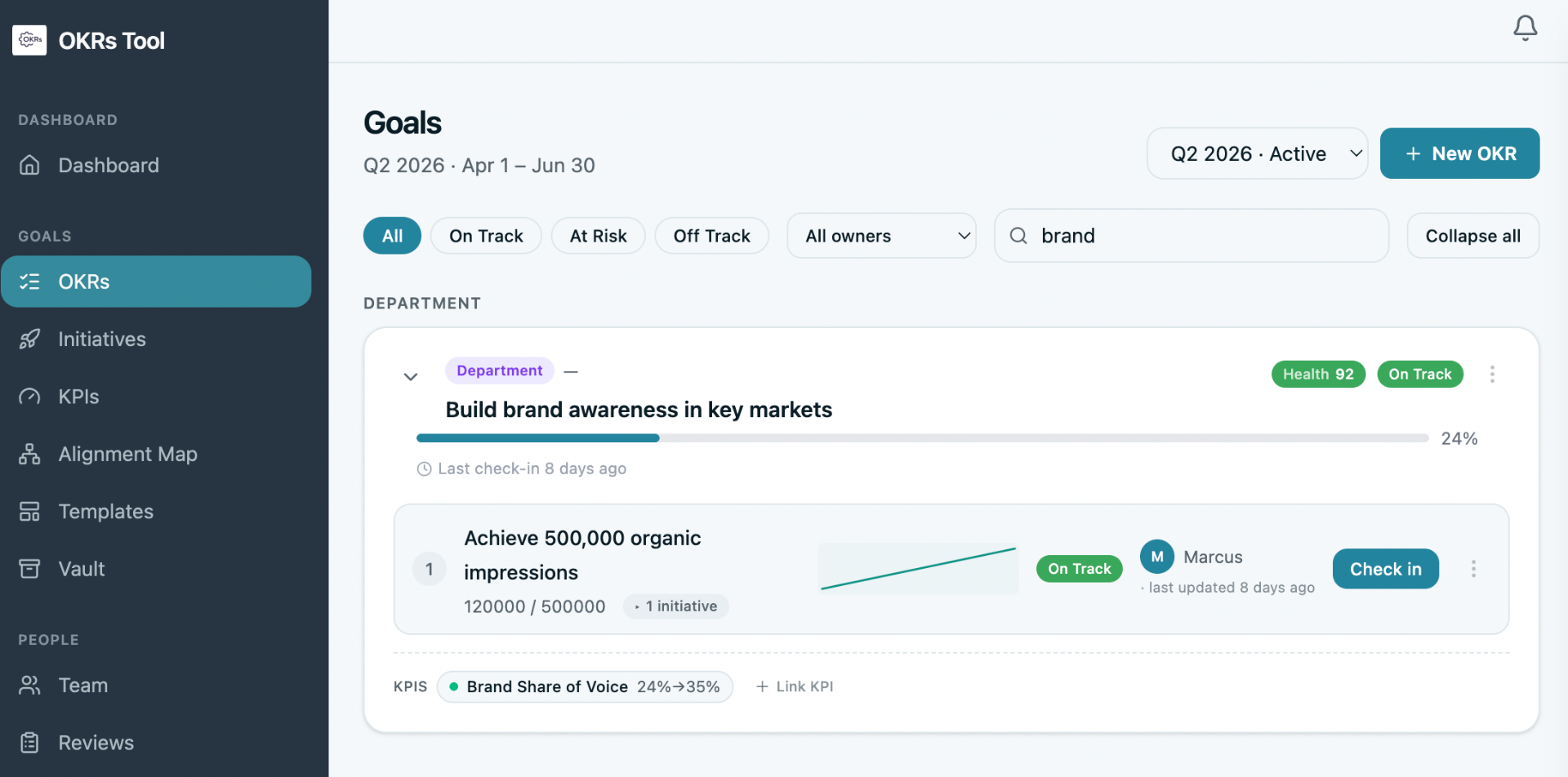 OKRs Tool dashboard preview